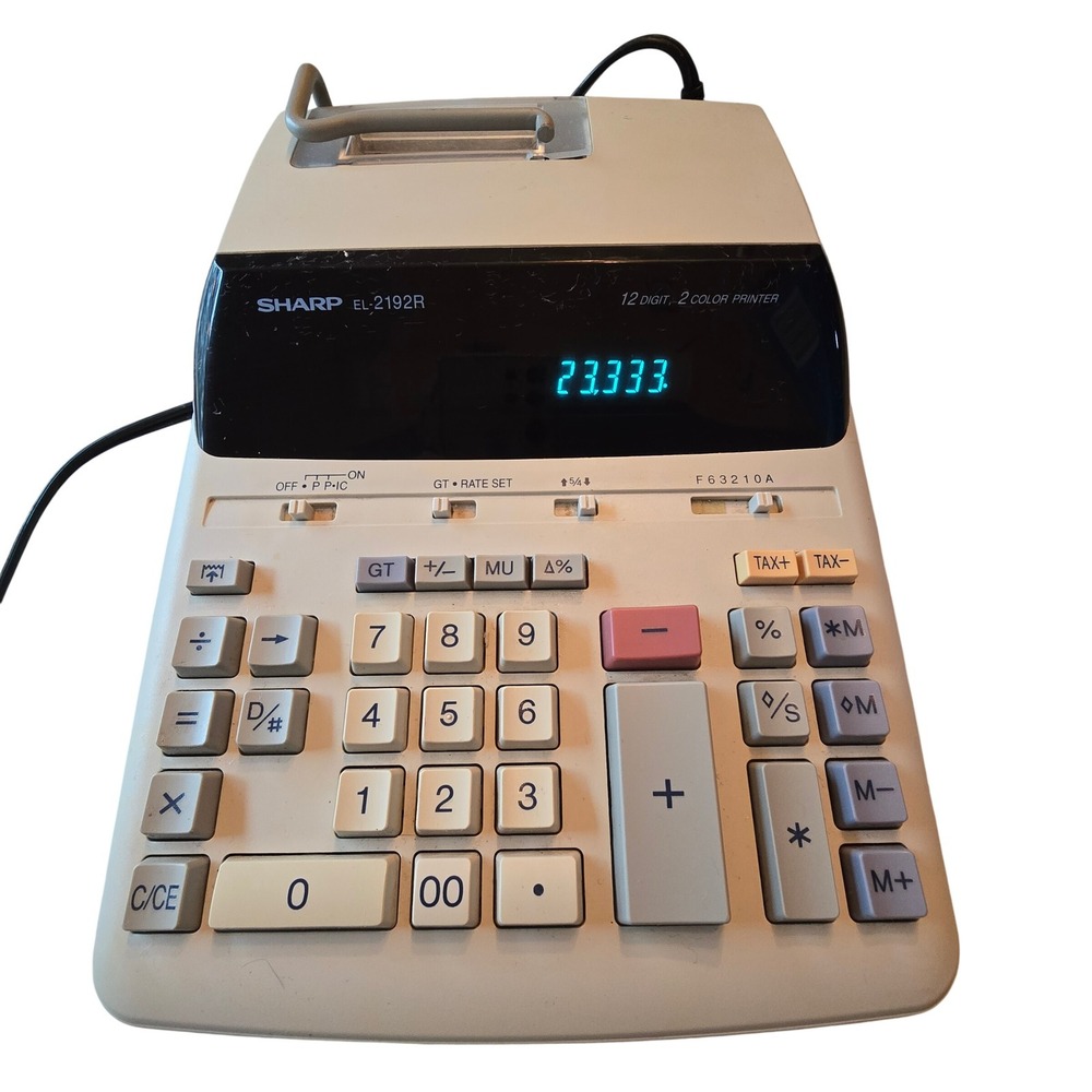 Sharp EL-2192R 12 Digit‎ 2 Color Desktop Printing Calculator AC Powered Gray